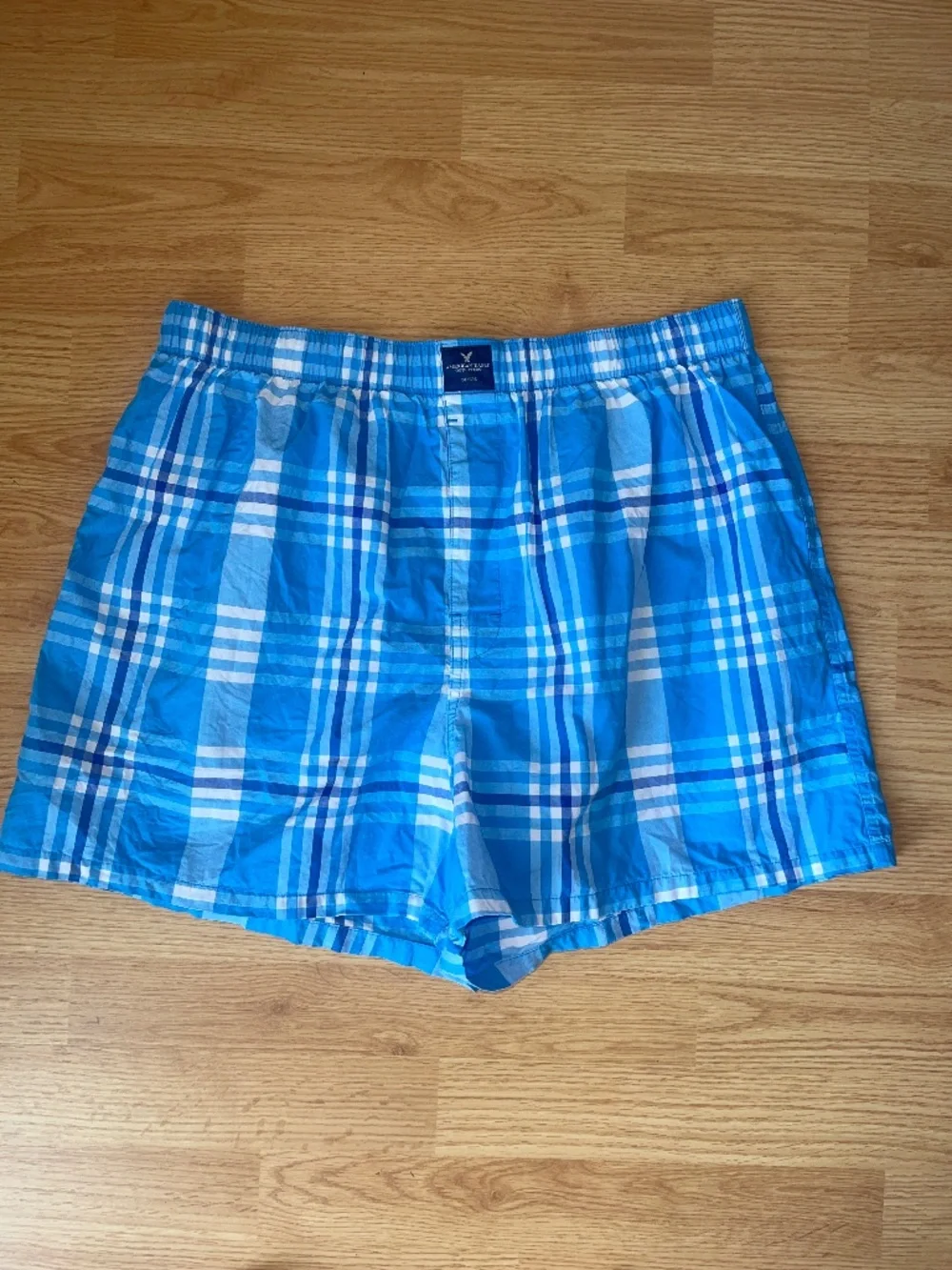 American Eagle Men’s Cotton Blue Plaid Boxer Shorts Size XL
